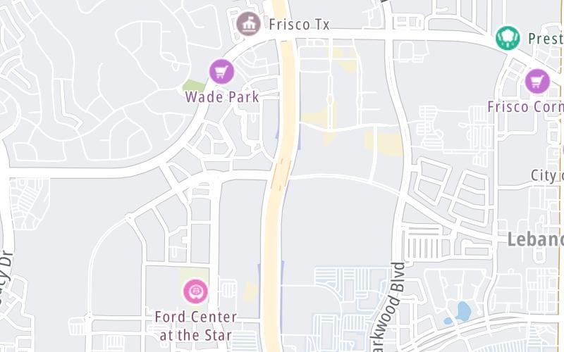 Static map of Dallas North Tollway at John Hickman Parkway