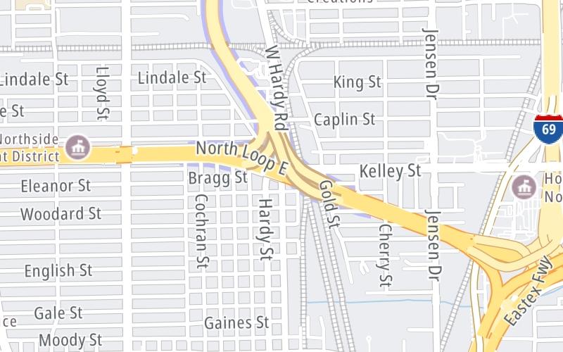 Static map of Hardy Toll Road at I–610/North Loop