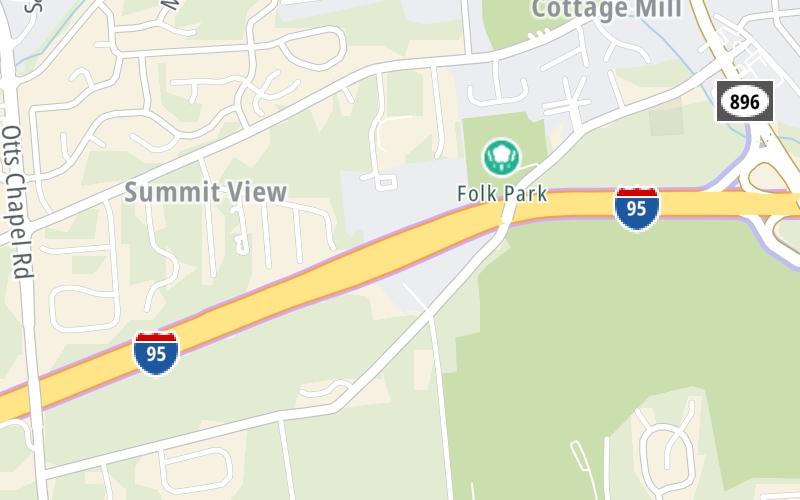 Static map of Delaware Turnpike at Delaware Turnpike Newark Toll Plaza