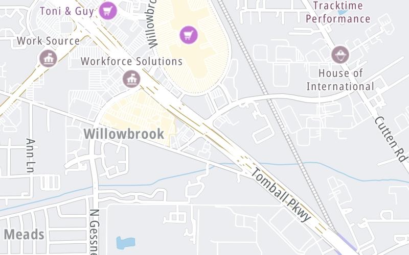 Static map of Tomball Tollway at Greens Road