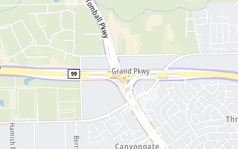 Static map of Tomball Tollway at Grand Parkway / Boudreaux Road