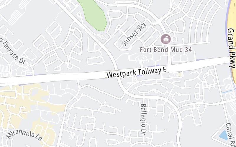 Static map of Westpark Tollway at Katy