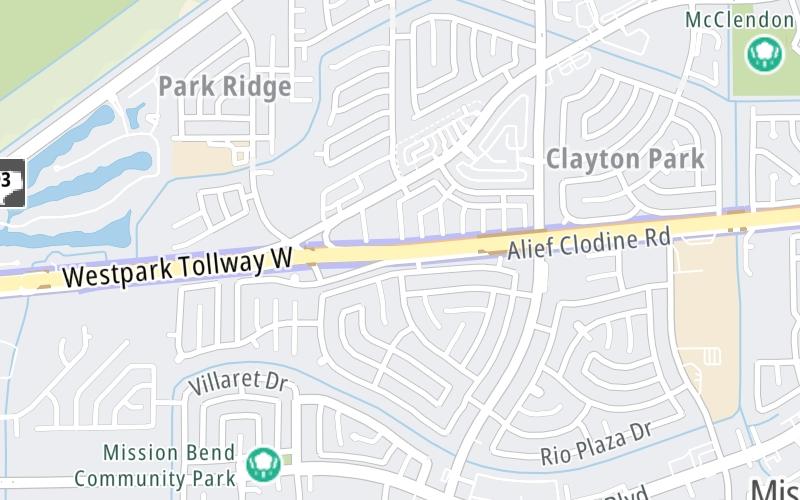 Static map of Westpark Tollway at Westpark Drive