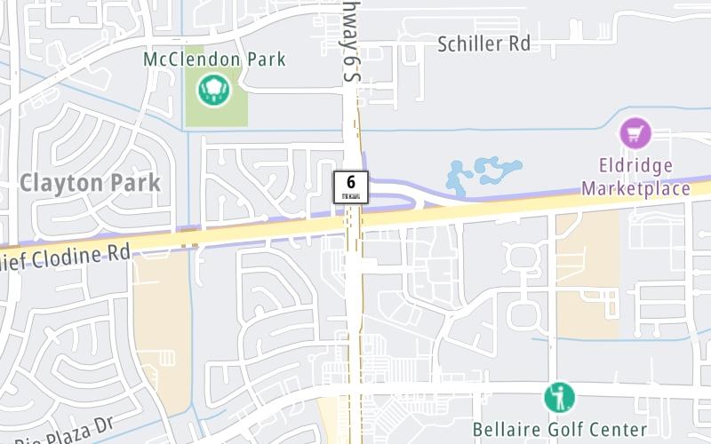 Static map of Westpark Tollway at SH 6 / Old Addicks