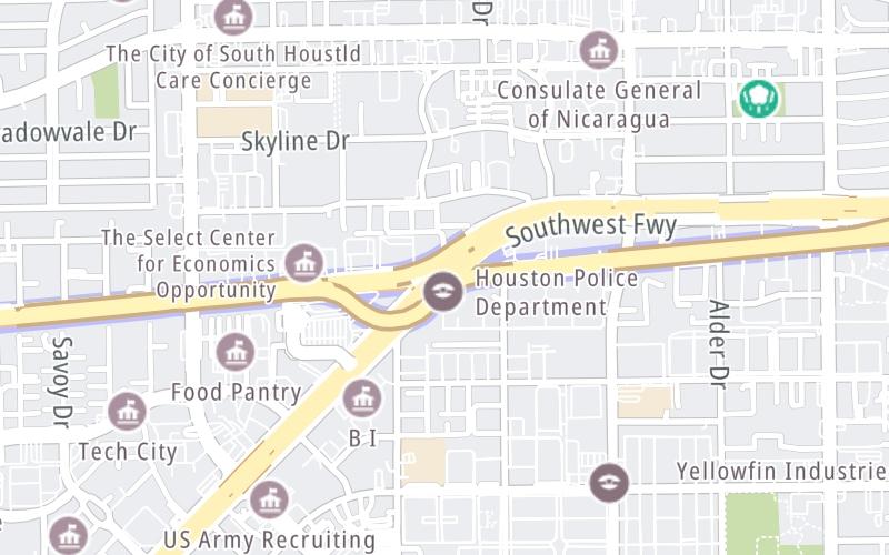 Static map of Westpark Tollway at I–69/US 59/Southwest Freeway