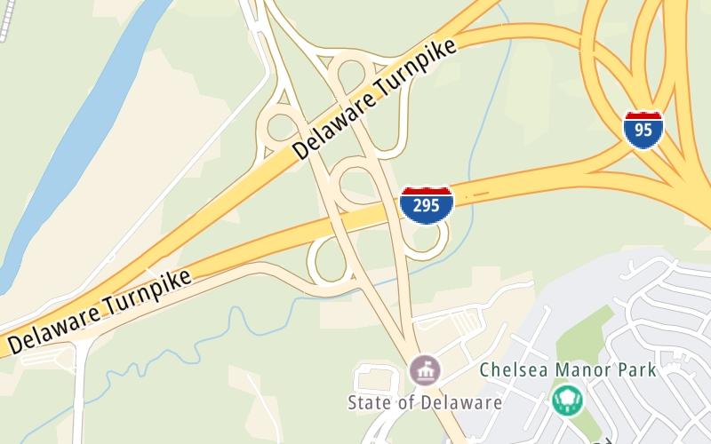 Static map of Delaware Turnpike at US 202 / W Basin Rd / SR 141