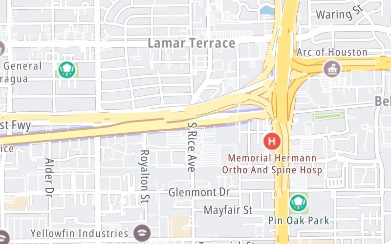 Static map of Westpark Tollway at Westpark Drive East