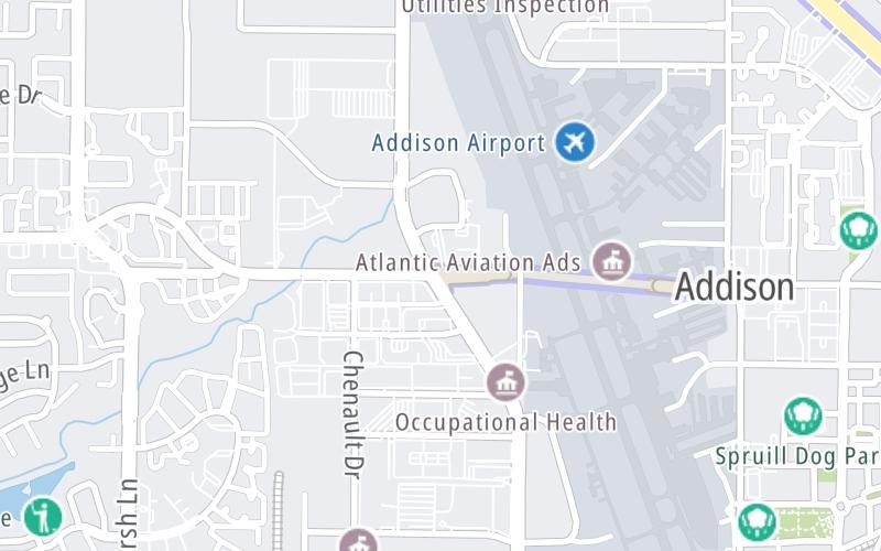 Static map of Addison Airport Toll Tunnel at Keller Springs Rd at Midway Rd