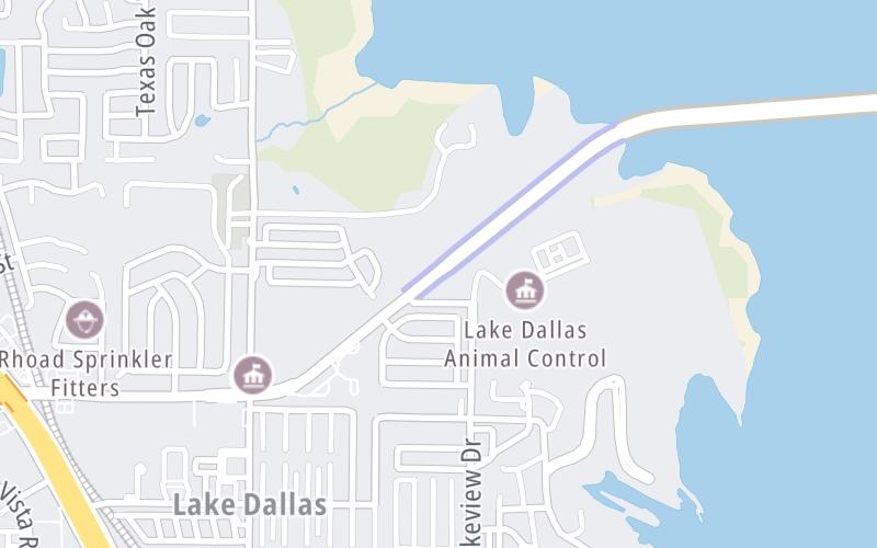 Static map of Lewisville Lake Toll Bridge at Swisher Road