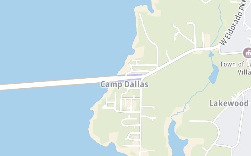 Static map of Lewisville Lake Toll Bridge at W Eldorado Parkway