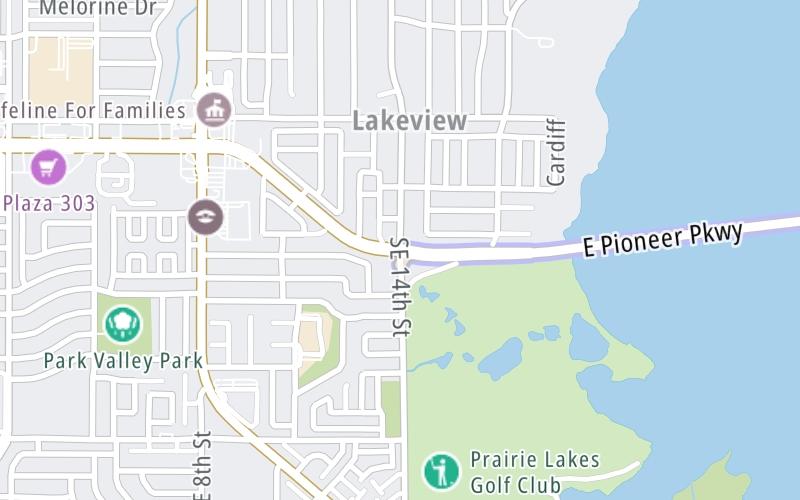 Static map of Mountain Creek Lake Toll Bridge at SE 14th Street