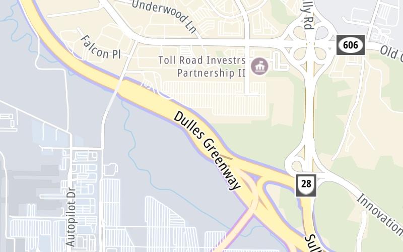 Static map of Dulles Toll Road at SR 267/Dulles Greenway