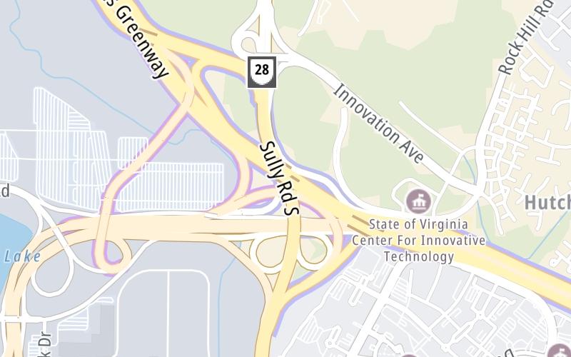 Static map of Dulles Toll Road at SR 28/Sully Road