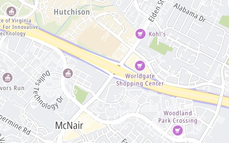 Static map of Dulles Toll Road at SR 657/Centreville Road