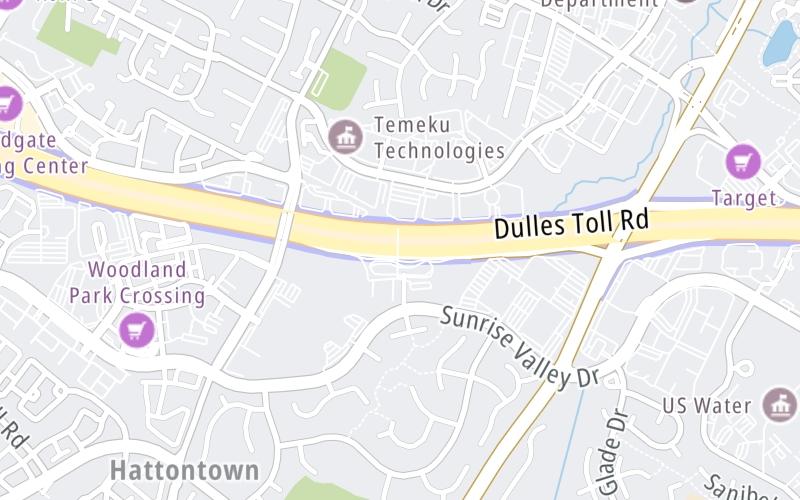 Static map of Dulles Toll Road at Herndon