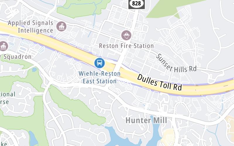 Static map of Dulles Toll Road at SR 602/Reston Parkway