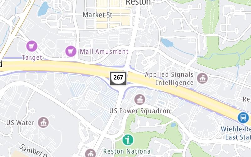 Static map of Dulles Toll Road at SR 828/Wiehle Avenue