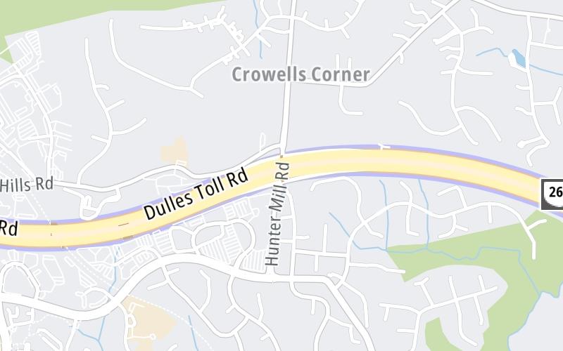 Static map of Dulles Toll Road at SR 674/Hunter Mill Road