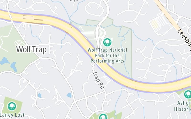 Static map of Dulles Toll Road at Trap Road / Wolf Trap National Park