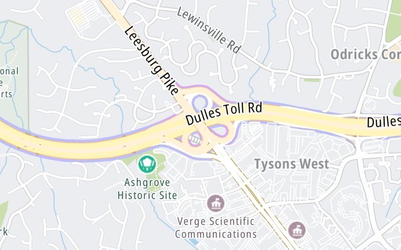 Static map of Dulles Toll Road at SR 7/Leesburg Pike