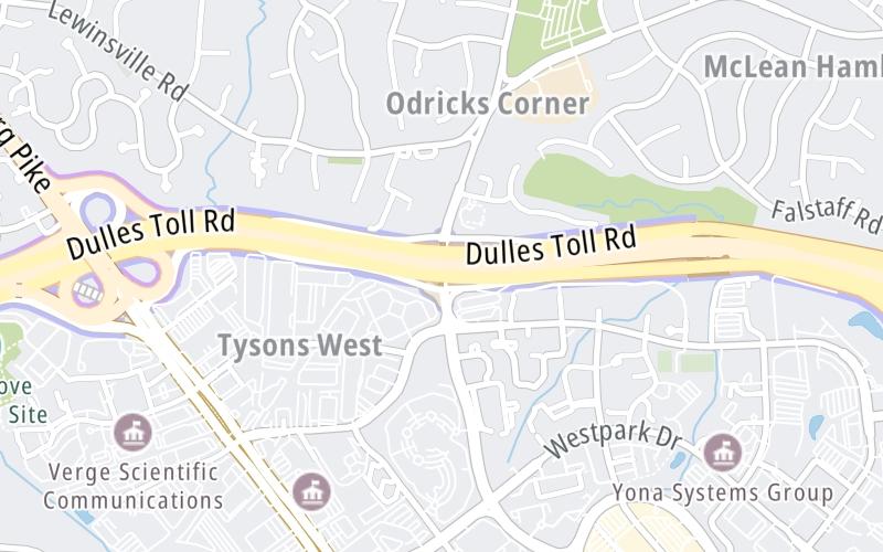 Static map of Dulles Toll Road at SR 684/Spring Hill Road