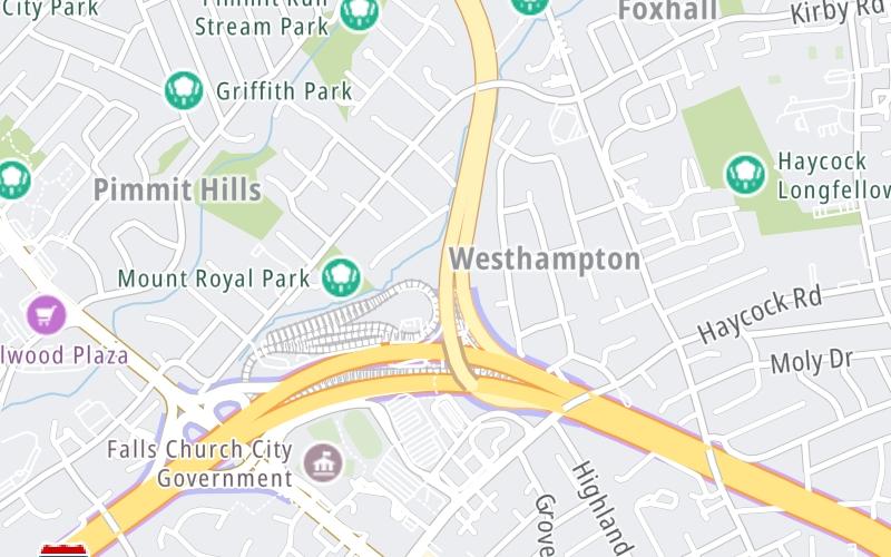 Static map of Dulles Toll Road at I–66/Custis Parkway