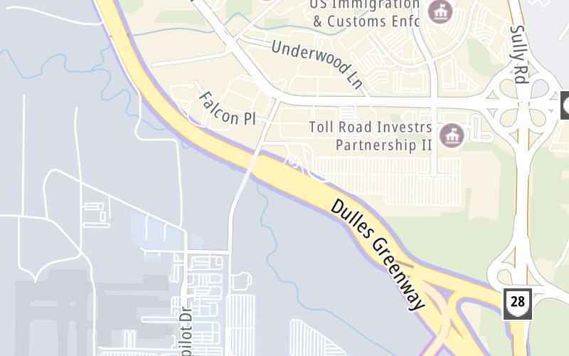 Static map of Dulles Greenway at SR 267