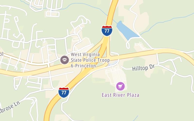 Static map of West Virginia Turnpike at US 460 / to Welcome Center