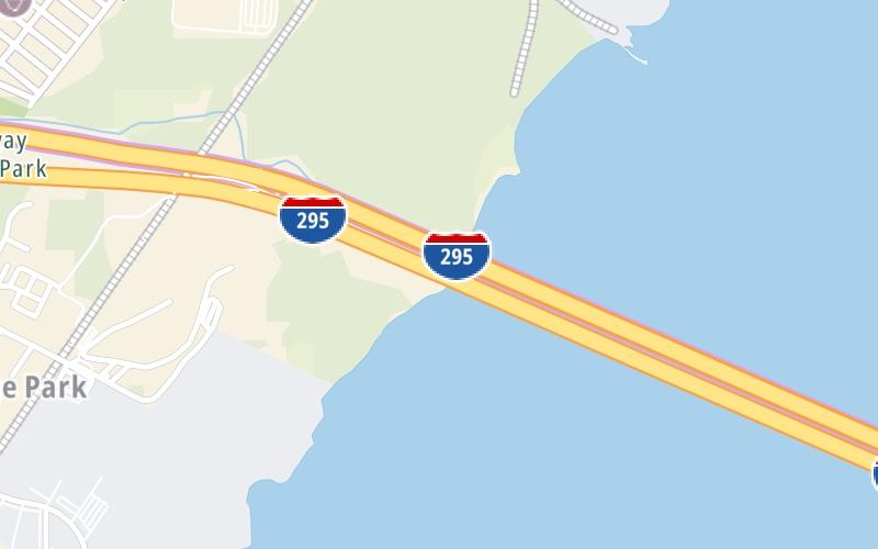 Static map of Delaware Turnpike at Delaware Memorial Bridge