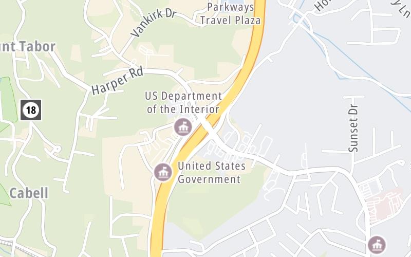 Static map of West Virginia Turnpike at Harper Road/WV 3