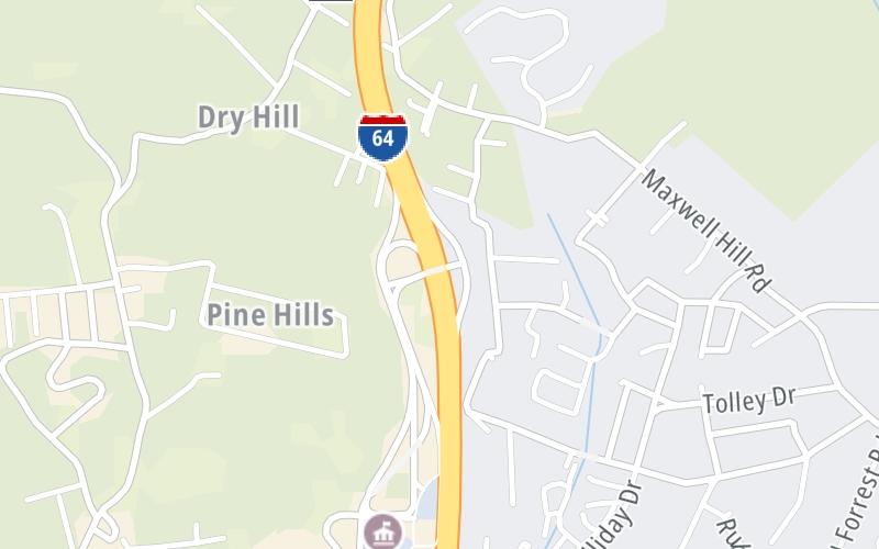 Static map of West Virginia Turnpike at Tamarack / Van Kirk Drive