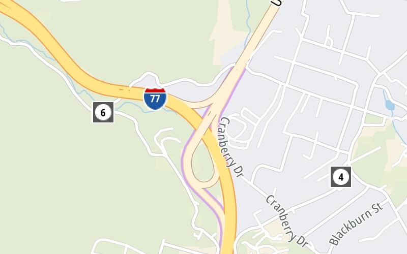 Static map of West Virginia Turnpike at US 19