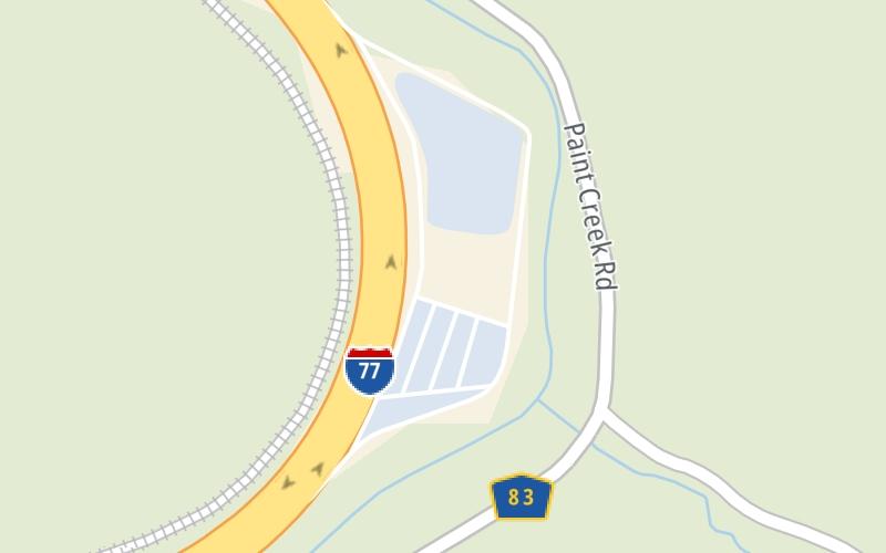 Static map of West Virginia Turnpike at Morton Travel Plaza