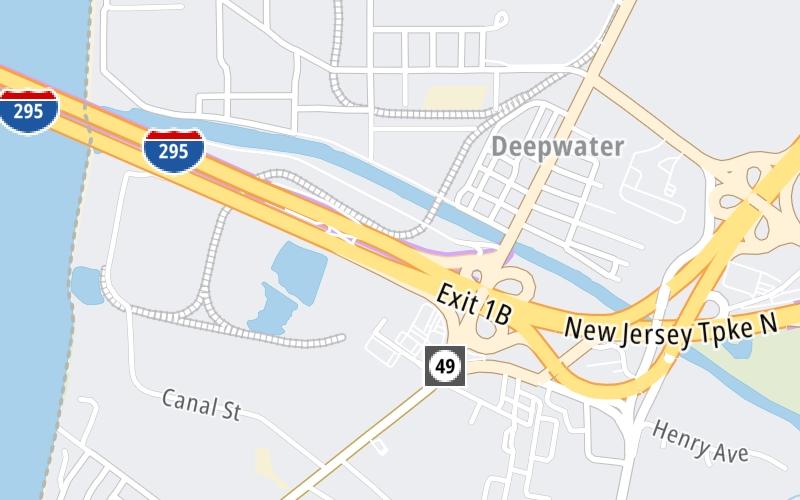 Static map of Delaware Memorial Bridge at New Jersey / New Jersey Turnpike