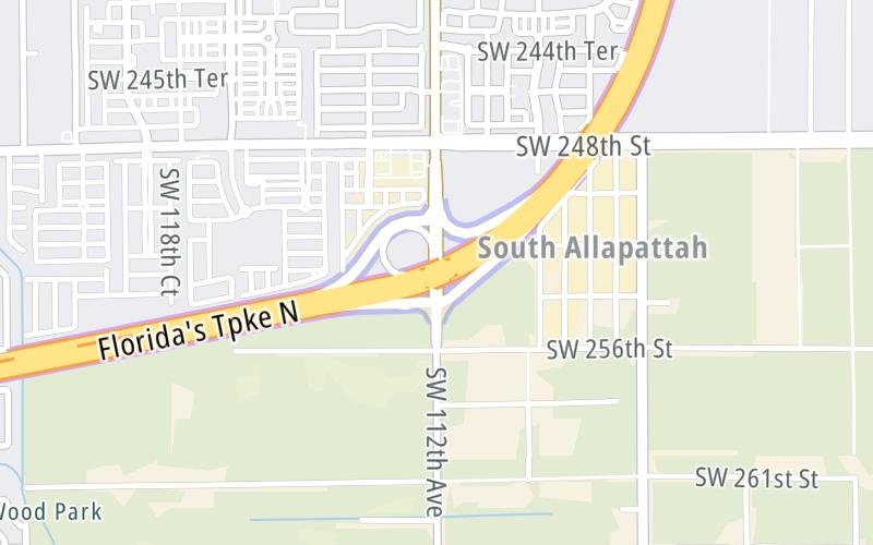 Static map of Floridas Turnpike at SW 112th Ave / HEFT