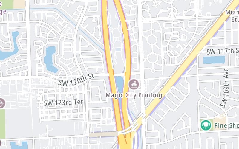 Static map of Floridas Turnpike at SW 120th St / HEFT