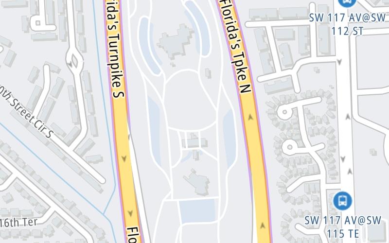 Static map of Floridas Turnpike at Snapper Creek Service Plaza