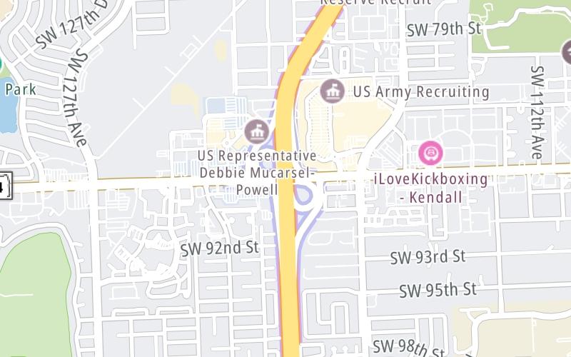 Static map of Floridas Turnpike at Kendall Drive/SW 88th St / HEFT