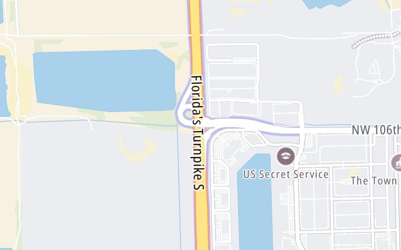 Static map of Floridas Turnpike at NW 106th Street / HEFT