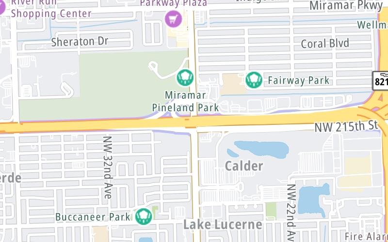 Static map of Floridas Turnpike at University Dr./27th Ave/SR 817 / HEFT