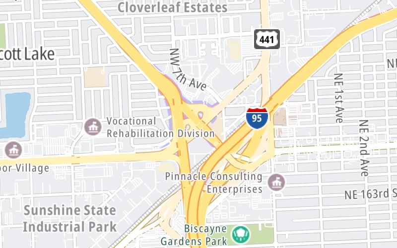 Static map of Floridas Turnpike at Golden Glades Interchange/I–95/Palmetto Expy/US 441