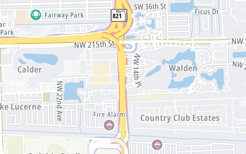 Static map of Floridas Turnpike at Homestead Extension