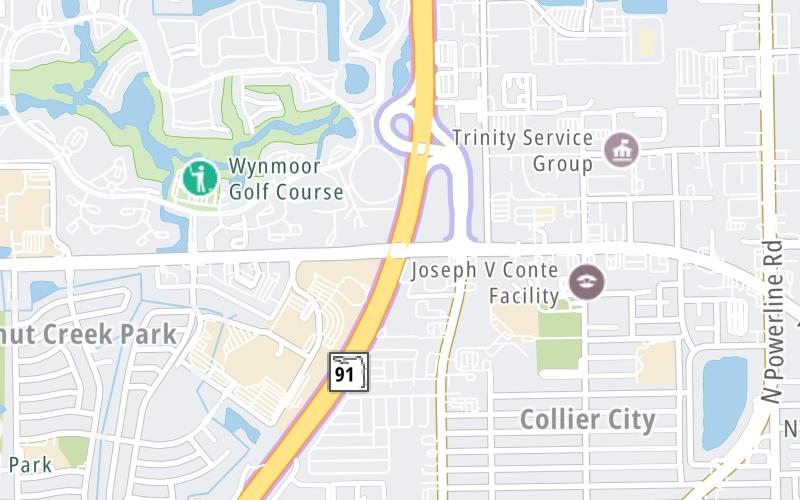 Static map of Floridas Turnpike at Coconut Creek Parkway/Hammondville Road