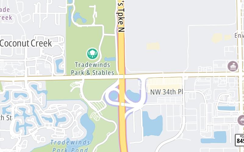 Static map of Floridas Turnpike at Sample Road