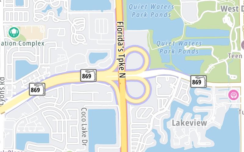 Static map of Floridas Turnpike at Sawgrass Expressway