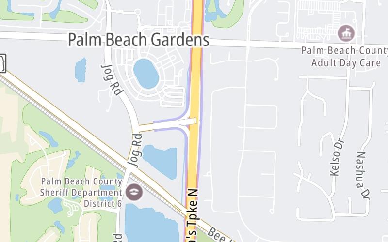 Static map of Floridas Turnpike at SR 710/Beeline Hwy