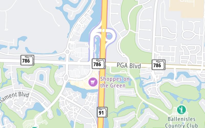 Static map of Floridas Turnpike at PGA Boulevard