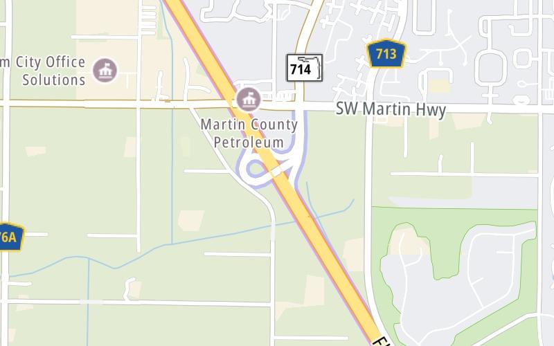 Static map of Floridas Turnpike at Martin Downs Blvd