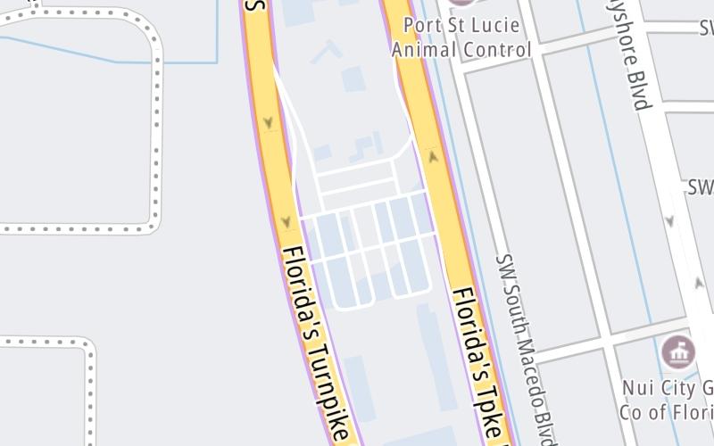 Static map of Floridas Turnpike at Port St. Lucie Fort Pierce Service Plaza