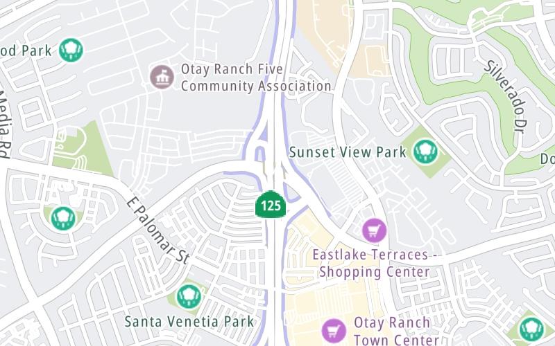 Static map of South Bay Expressway at Olympic Parkway